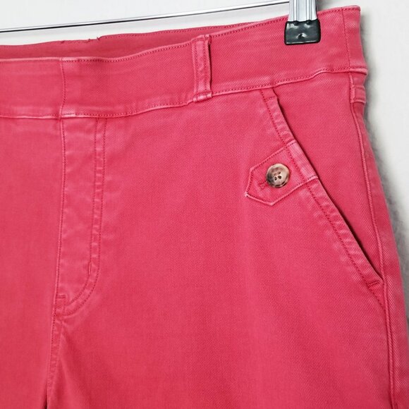 Spanx Stretch Twill Wide Leg Cropped Pants Wild Rose L Pull On Shaping Pockets - Picture 7 of 16